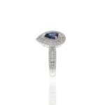 14K Solid Gold Pear Shaped Blue Sapphire and Diamond Ring - 图片 6