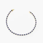 18k Solid Gold Prong Setting Diamond and Sapphire Tennis Bracelet - Image 4