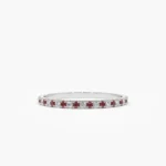 18K Solid Gold Ruby and Diamond Alternating Eternity Ring - 图片 6