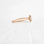 Threaded Ring with Halo, 0.3ct. Oval Cut Moissanite Diamond - Image 3
