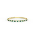 14K Solid Gold 1.3 MM Emerald & Diamond Band - Image 2