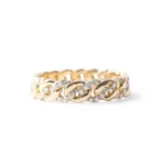 18k Gold Natural Diamond Braided Chain Link Ring - Image 4
