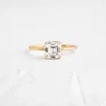 18K Solid Gold Whisper Ring, 1.5ct. Asscher Cut Diamond Moissanite Ring - 图片 3
