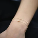14K Gold Trio Moissanite Diamond Bracelet with Thin Chain - 图片 8
