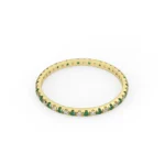 18K Solid Gold Full Eternity Emerald & amp; Diamond Wedding Band - 图片 4