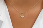 18k Gold Graduated Trio Bezel Diamond Circle Necklace - Image 2