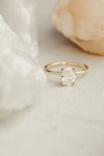 18K Solid Gold Lab-Grown Diamond Oval 4-Prong Solitaire Ring - Image 3