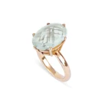 18K Solid Gold Light Green Quartz Candy Cocktail Ring - 图片 4