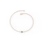 14K Solid Gold 2 MM Round Natural Emerald Bracelet - Image 5