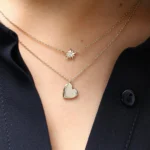 14K Gold Single Natural Diamond Heart Necklace - 图片 2