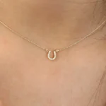 18k Mini Natural Diamond Horseshoe Necklace - 图片 2