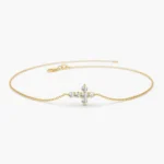 14K Solid  Gold Moissanite Diamond Cross Bracelet - 图片 7