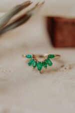 18K Solid Gold Flora Emerald Tracer Band - 图片 4