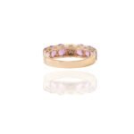 14K Solid Gold Pink Sapphire and Diamond Band - Image 10