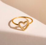 14K Solid Gold Heart Shape Diamond Ring - Image 3