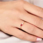 18K Solid Gold Pear Shape Natural Ruby with Pear Shape Diamond Ring - Image 3