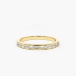 14K Solid Gold Channel Set Baguette Diamond Band - Image 2