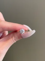 14K Solid Gold 1 Carat Brilliant Round Moissanite 6 - Prong Engagement Ring - Image 5