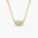 18k 纯金装饰艺术三重莫桑石钻石项链