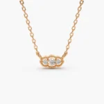18k Solid Gold Art Deco Trio Moissanite Diamond Necklace - 图片 4