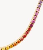 18k Solid Gold Rainbow sapphire tennis necklace - 图片 3