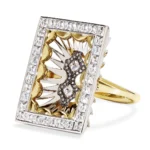 18K Solid Gold Aquamarine Cathedral Ring - Image 3