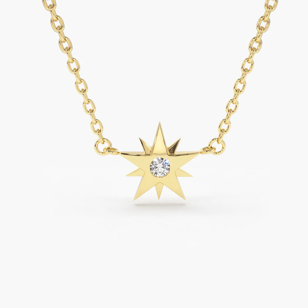 400548_3b0391a850c041d7841d404946c7ef93mv2.webp 18k Gold Single Natural Diamond Star Necklace - 图片 1