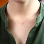 18k Gold Floating Teardrop Diamond Necklace - Image 6