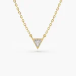 14K Gold Triangle Cut Natural Diamond Solitaire Necklace
