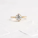 Threaded Ring with Halo, Round Cut Diamond