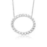 18k Gold Necklace with Alternating Baguette and Round Brilliant Cut Natural Diamonds - 图片 2