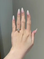 2 Carat Brilliant Elongated Oval Cut Moissanite Hidden Solitaire Engagement Ring - 图片 2