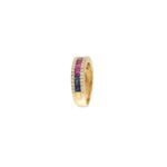 14K Solid Gold Multi Colored Sapphire and Diamond Band - 图片 7