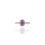 14k White Gold Pink Sapphire and Diamond Ring - Image 2