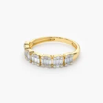 14K Solid Gold Emerald Illusion Diamond Wedding Band - 图片 2