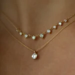 18k Solid Gold 0.25ctw Illusion Setting Brilliant Diamond Necklace - 图片 3