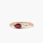 18K Solid Gold Pear Shape Natural Ruby with Pear Shape Diamond Ring - Image 4