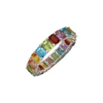 18K Solid Gold Rainbow Emerald Cut Eternity Band - 图片 3