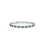 18K Solid Gold Full Eternity Emerald & amp; Diamond Wedding Band - 图片 3