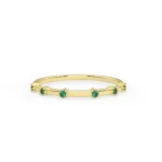 18K Solid Gold Natural Emerald Wedding Band