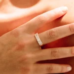 14K Solid Gold Unique Baguette and Round Diamond Anniversary Ring - Image 2