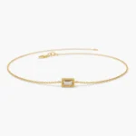 18k Gold Dainty Baguette Moissanite Diamond Bracelet - Image 5