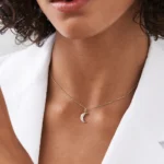 18k Star Setting Crescent Diamond Necklace - Image 7