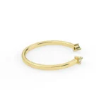 18K Solid Gold Natural Emerald and Diamond open Cuff Ring - 图片 3