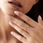 14k Gold Baguette and Round Natural Diamond Illusion Setting Statement Ring