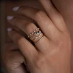 14k Solid Gold Navy Mini Cluster Ring - Image 2