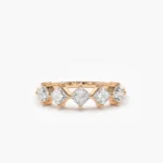 18K Solid Gold  Princess Cut 5 Stone Diamond Wedding Ring - 图片 4