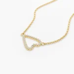 18k Gold Sideways Natural Diamond Heart in Micro Pave Setting - 图片 4