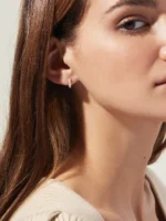 14K Solid Gold & Diamond Hoop Earrings - 图片 5