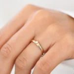 14K Solid Gold Dome Diamond Bezel Ring - Image 4